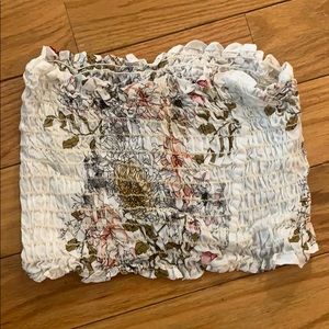 LF floral strapless crop top